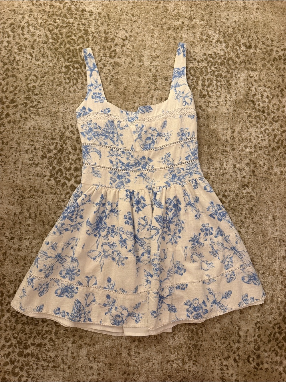 Blue & White Floral Sundress - Women's Casual Summer Dress